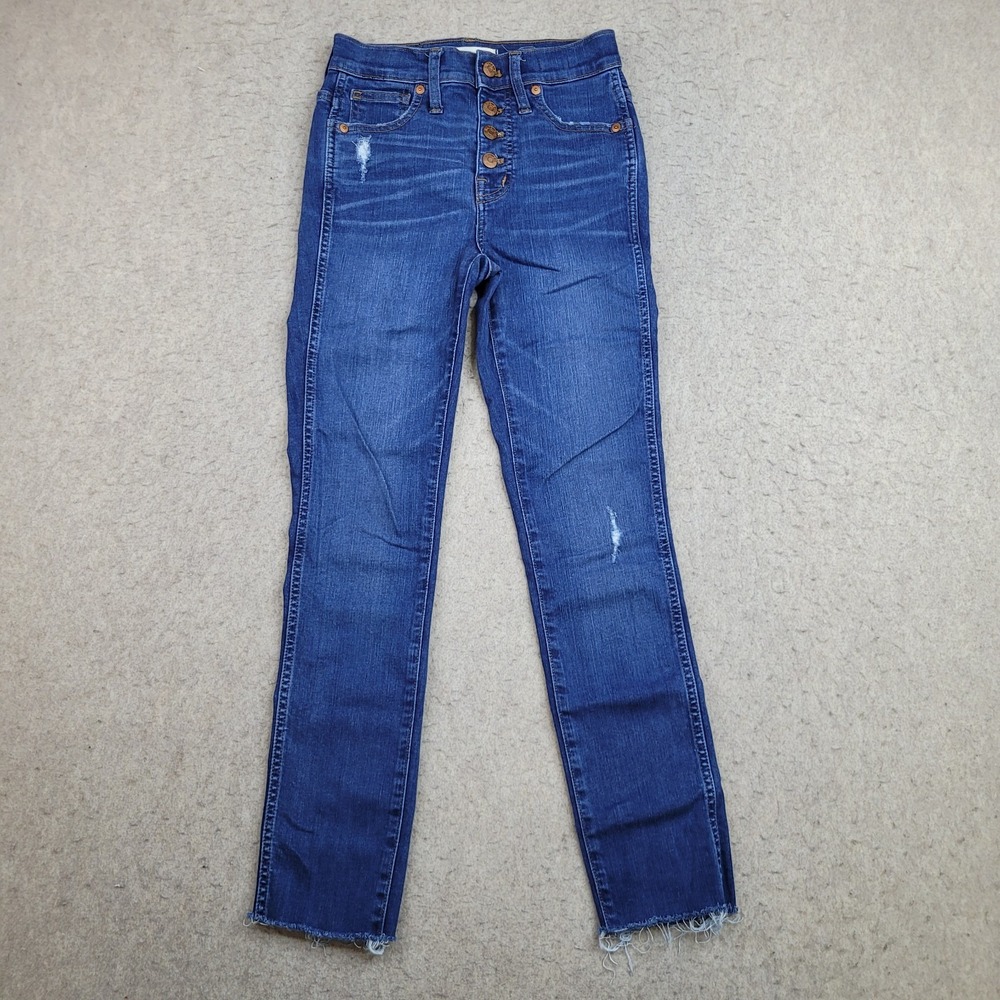 Madewell 10" High Rise Skinny Jeans Womens 23 Blue Dark Wash‎ Button Fly Stretch